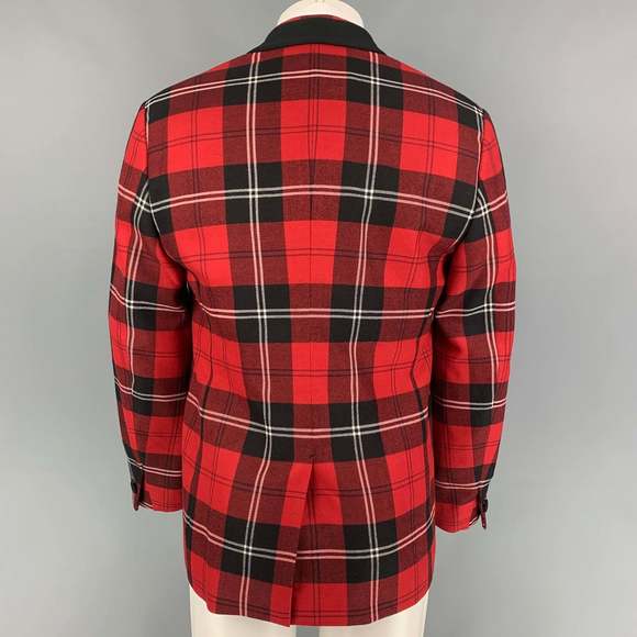 VERSACE Red Black Plaid Wool Tailor Made Executive Sport Coat - Picture 3 of 9
